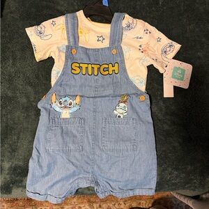 Disney Stitch Blue and Yellow Kids Overalls